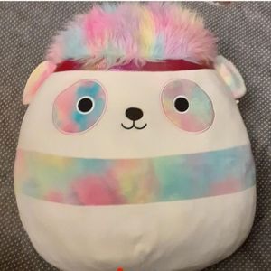 Rainbow tie dye panda plush